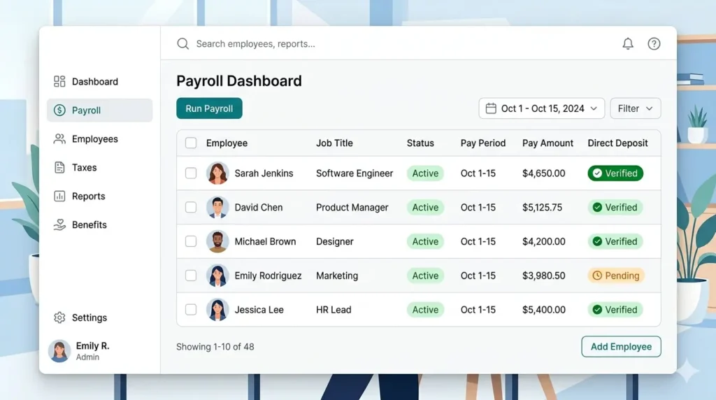 
OnPay payroll software dashboard interface 2025