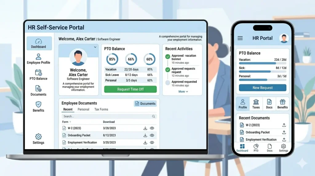 OnPay employee self-service portal HR features
